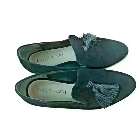 Via Spiga Sz 7 Suede Tassle Loafers Dark Academia Preppy Office Comfort - Picture 2 of 12